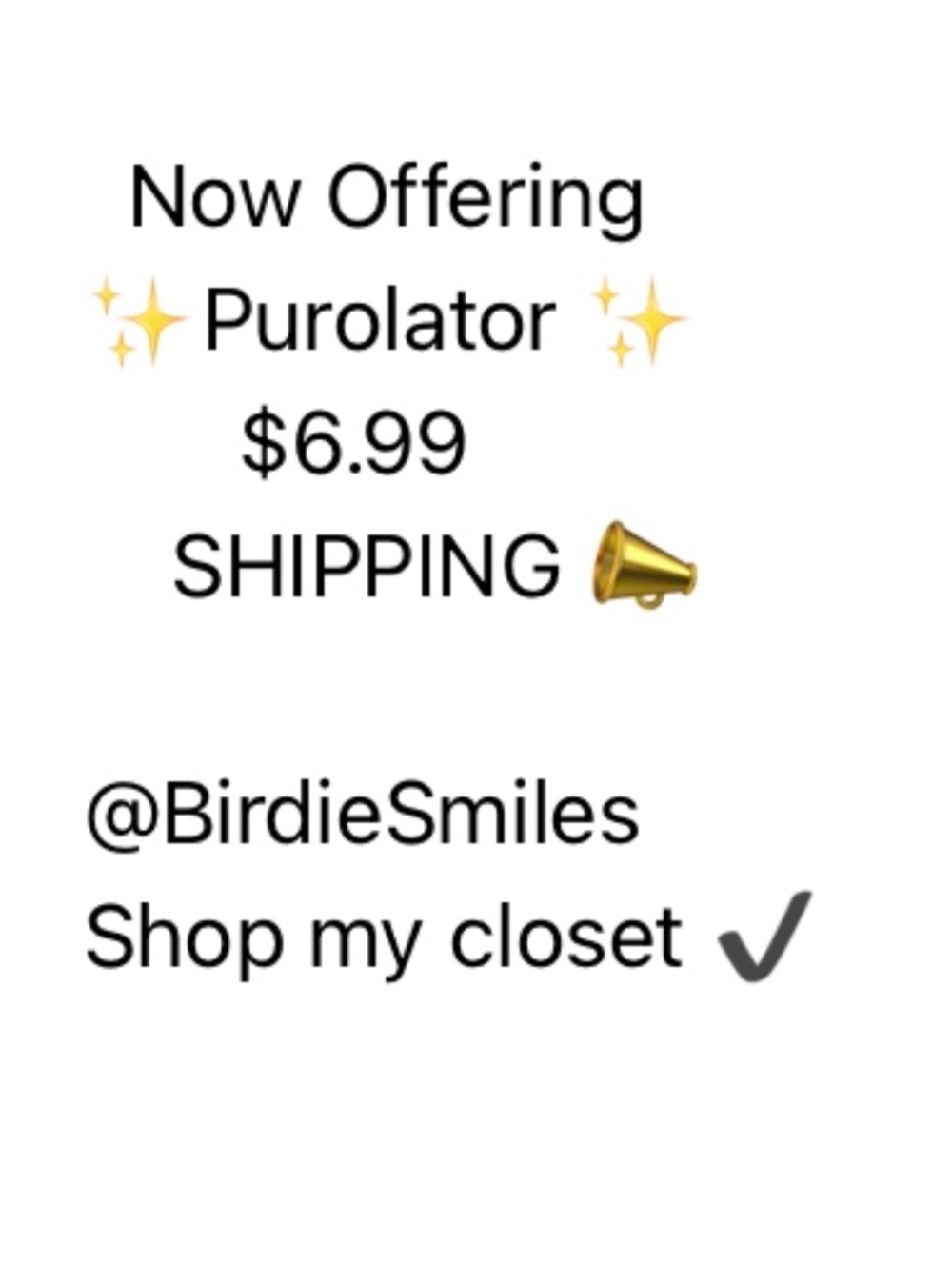Offering $6.99 shipping, Purolator pickup option